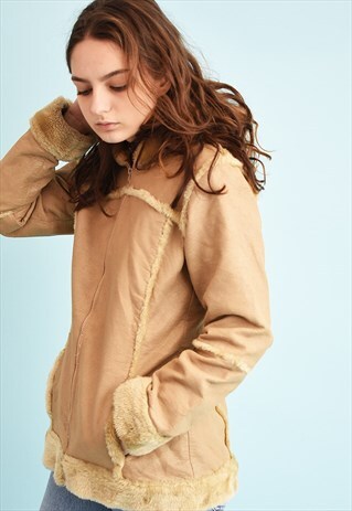 Y2K FAUX FUR DETAILED SHERPA SHEARLING JACKET