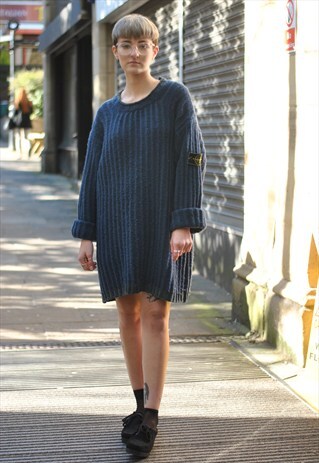 VINTAGE 90S STONE ISLAND OVERSIZED KNITTED JUMPER DRESS