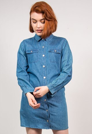 VINTAGE 90'S BLUE DENIM DRESS