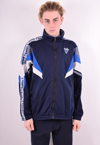 DIADORA MENS VINTAGE TRACKSUIT TOP JACKET XL NAVY BLUE 90'S