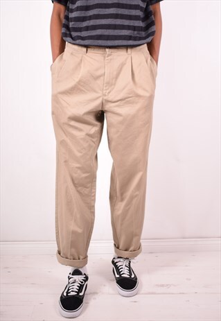 EDDIE BAUER MENS VINTAGE TROUSERS W36 L34 KHAKI 90S