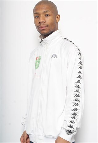 VINTAGE KAPPA TAPE LOGO TRACK JACKET WHITE