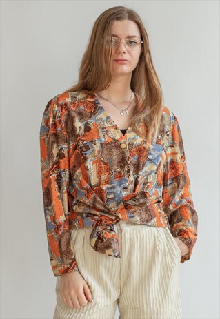 VINTAGE 70S HIPPIE PATTERNED SHIRT