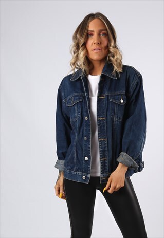 DENIM JACKET OVERSIZED FITTED VINTAGE UK 16 (C1R)