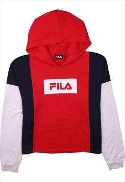 Vintage 90's Fila Hoodie Pullover Spellout Navy Blue XLarge