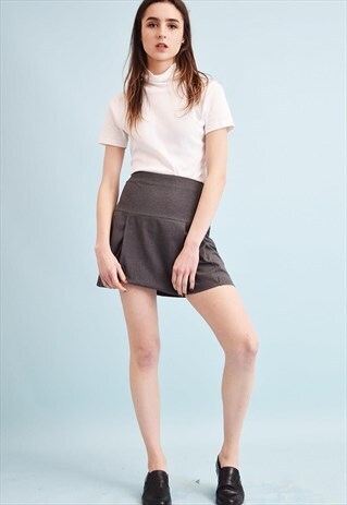 90'S RETRO MINIMALIST SCHOOL TEEN PLEATED MINI SKIRT