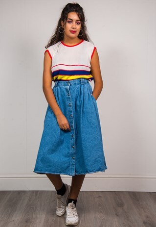 VINTAGE 90'S BLUE DENIM MIDI SKIRT