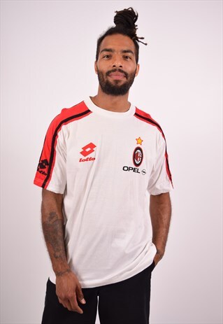 VINTAGE LOTTO MILAN T-SHIRT TOP WHITE