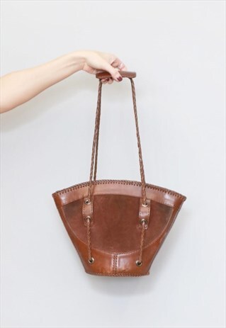 VINTAGE 1970'S BROWN LEATHER & SUEDE SHOULDER BAG