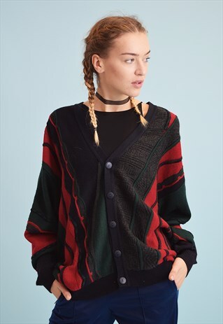 80'S RETRO OVERSIZED SLOUCHY GRANDADS KNIT CARDIGAN