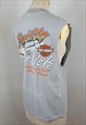 Vintage HARLEY DAVIDSON Grey Vest Back Graphics M