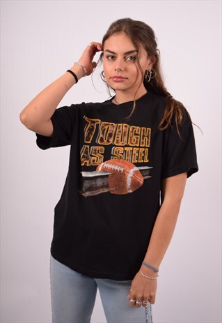 VINTAGE TOUGH AS STEEL T-SHIRT TOP BLACK