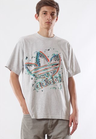 VINTAGE ADIDAS ORIGINALS TEE 90S GREY BIG LOGO