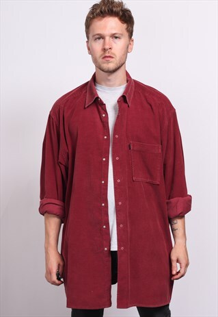 VINTAGE CORDUROY CORD SHIRT RED
