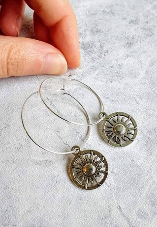 MINI CELESTIAL SUN HOOP EARRINGS