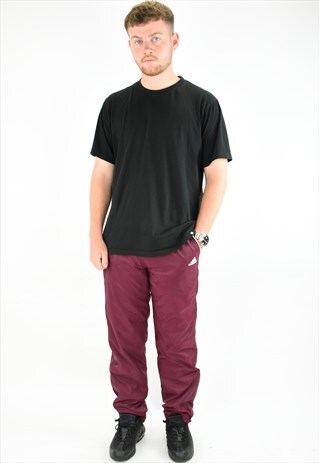 BURGUNDY NYLON ADIDAS TRACKIES