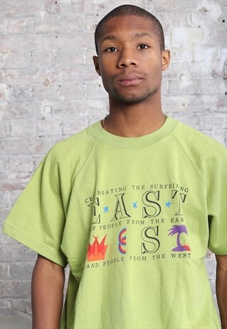 VINTAGE CHAMPION EAST WEST GRAPHIC T-SHIRT GREEN