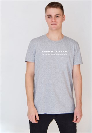 GREY VILLAINS STRIPED (WHITE) T-SHIRT