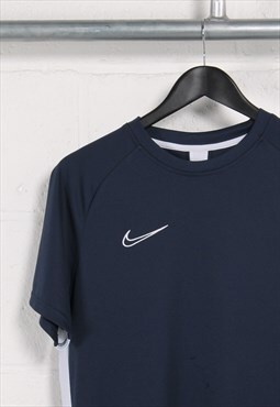 Vintage Nike T-Shirt in Navy Crewneck Sports Tee Large