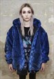 SNAKE FLEECE JACKET DETACHABLE HANDMADE PYTHON BOMBER BLUE