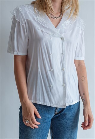 VINTAGE 80S FUNKY GRAMAS BLOUSE WITH LACE COLLAR