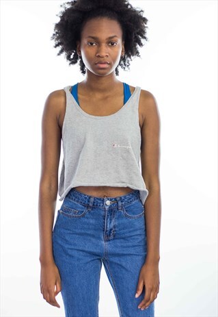 VINTAGE REWORKED CHAMPION CROP TOP 90S X 3