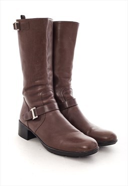 PRADA Hi Boots Shoes Riding Leather Brown