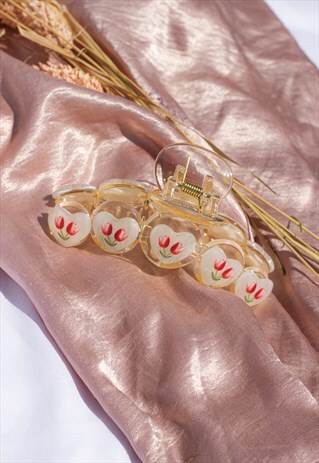 Clear Tulip Painted Peal Claw Clip