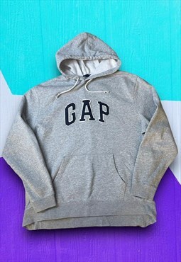 Y2K Grey Gap Embroidered Spell Out Hoodie 