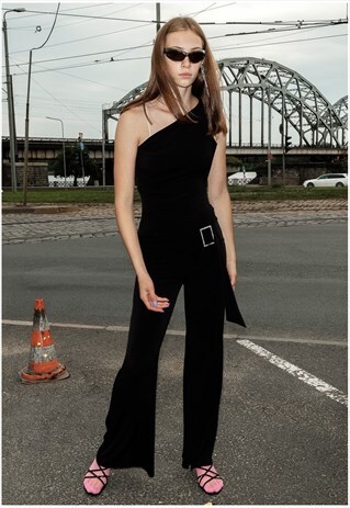 VINTAGE EVENING ONE SHOULDER JUMPSUIT / 2000S