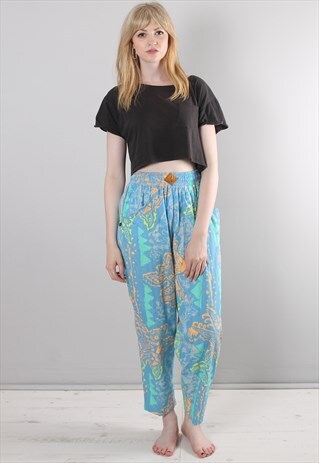 VINTAGE 90S CRAZY PATTERNED NEON FESTIVAL TROUSERS