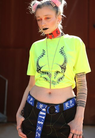 CYBERDOG TECHNO RAVE FESTIVAL UNISEX PRINT T-SHIRT NEON