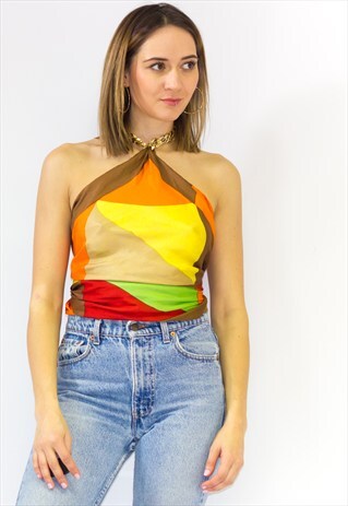 VINTAGE 90'S GOLD CHAIN HALTER TOP