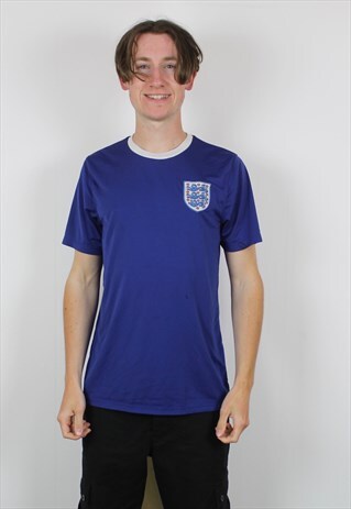 VINTAGE ENGLAND FOOTBALL SHIRT IN BLUE WITH EMBROIDERED LOGO