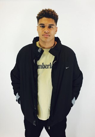 NIKE EMBROIDERED SWOOSH FLEECE LINED BLACK PUFFER COAT