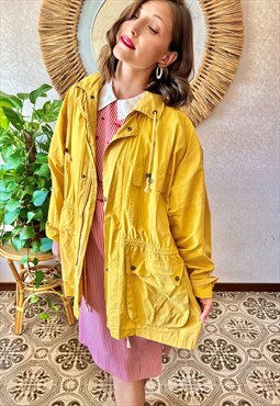1980's vintage unisex mustard yellow trench coat