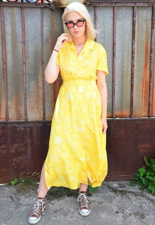 VINTAGE 80S YELLOW DRESS