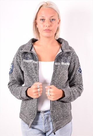 KAPPA WOMENS VINTAGE CARDIGAN SWEATER MEDIUM GREY 90S