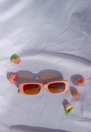 CORAL ROUNDED RECTANGLE 90S LOOK SUNGLASSES