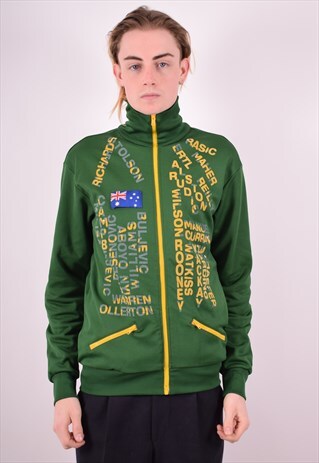 ADIDAS MENS VINTAGE TRACKSUIT TOP JACKET MEDIUM GREEN 90S
