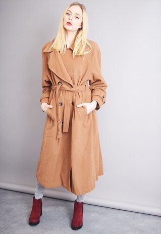 90'S RETRO CLASSIC CUT MINIMALIST WOOL BROWN TRENCH COAT