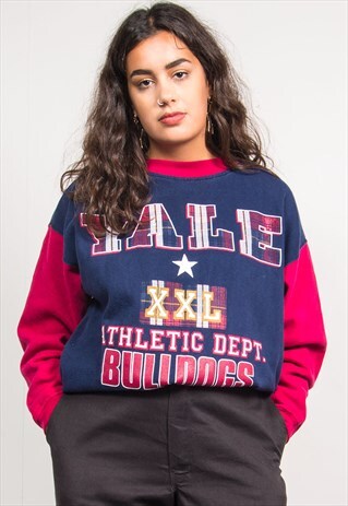 VINTAGE 90'S YALE BULLDOGS LONG SLEEVE SWEATSHIRT JUMPER