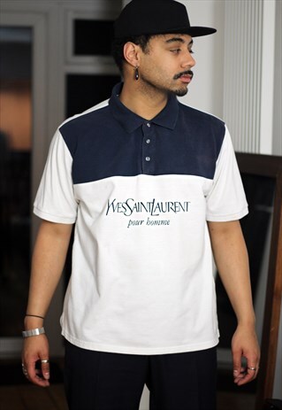VINTAGE 90S YSL LOGO T-SHIRT POLO SHIRT