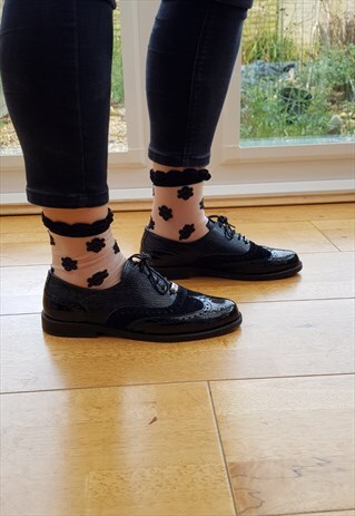 SUMMER BLACK PANSY SOCKS