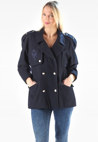 MILITARY STYLE SHORT WOOL COAT
