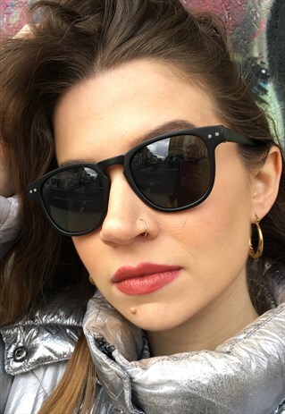 VINTAGE STYLE UNISEX BLACK CLUBMASTER SUNGLASSES