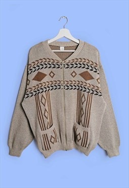 Vintage 80's Retro Graphic Pattern Unisex Grandpa Cardigan