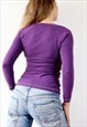 Y2K GRAPHIC TOP PURPLE FLORAL DIAMONTE VINTAGE T-SHIRT 00S