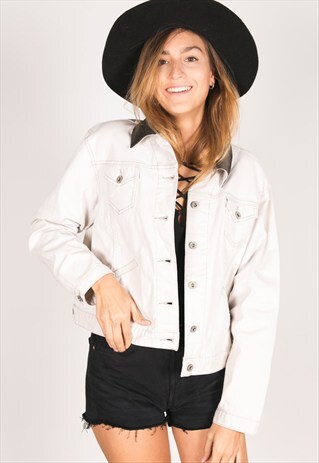 VINTAGE 80S CONTRAST COLLAR LEVI'S DENIM JACKET /R499
