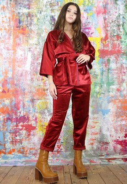 Red Velvet Pants & Jacket Co-Ordinates